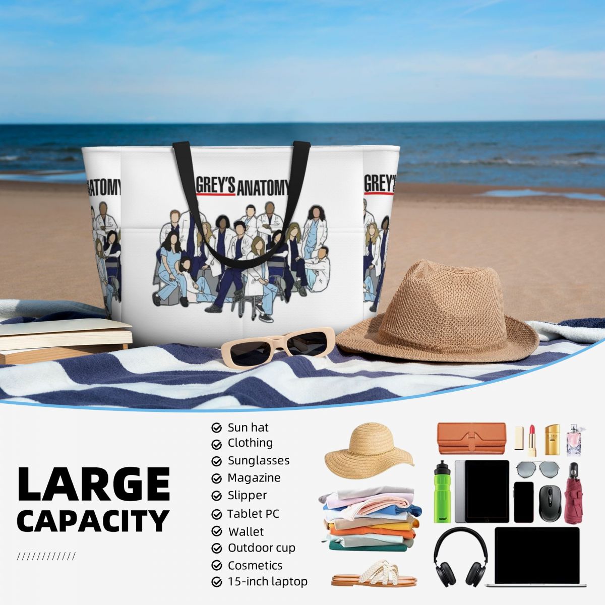 Tas Tote Pantai Greys Anatomy  - Yoga Anatomy Of Fitness ulasan dan harga